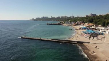 Odesa 'daki Lanzheron plajı, insansız hava aracı manzaralı.