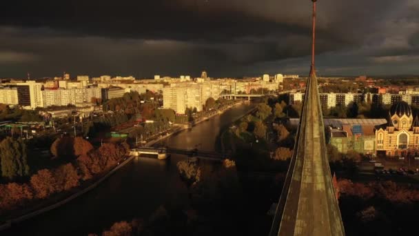 Cattedrale Kaliningrad Prima Una Tempesta Autunno Vista Drone — Video Stock