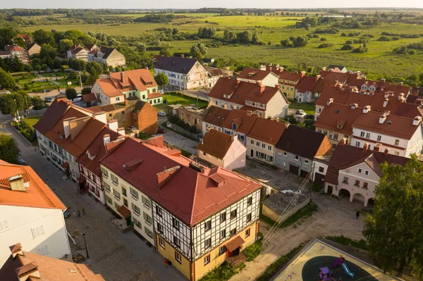 Aerial Restored Facades Zheleznodorozhny Town Kaliningrad Region — Stock Photo, Image