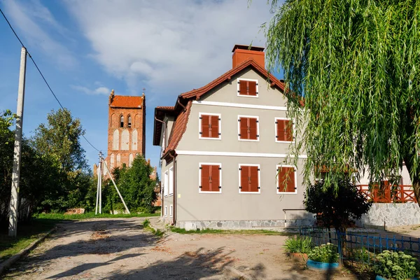 Facciate Restaurate Della Città Zheleznodorozhny Regione Kaliningrad — Foto Stock