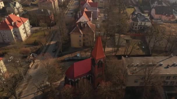 Iglesia San Adalberto Kaliningrado Vista Desde Dron — Vídeos de Stock