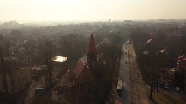 Kostel Adalberta Kaliningradu Pohled Bezpilotního Letounu — Stock video