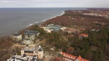 Svetlogorsk resort şehrin havadan görünümü