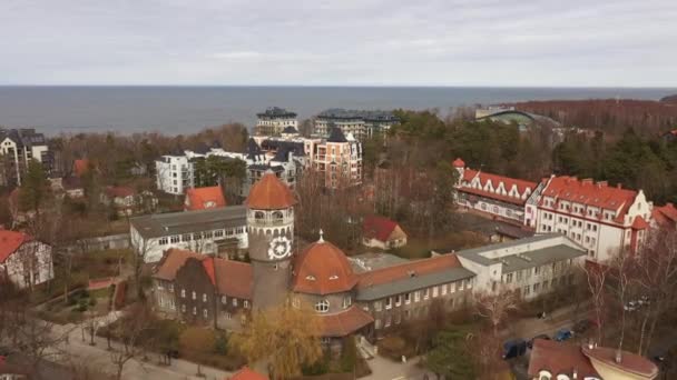 Water Tower Svetlogorsk Springtime View Drone — Stock Video