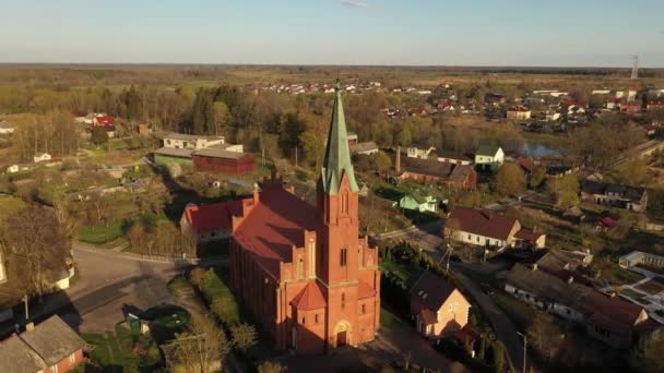 Aerial View Peter Paul Cathedral Krasnoznamensk Formerly Kirch Lazdenen Kaliningrad — Stock Video