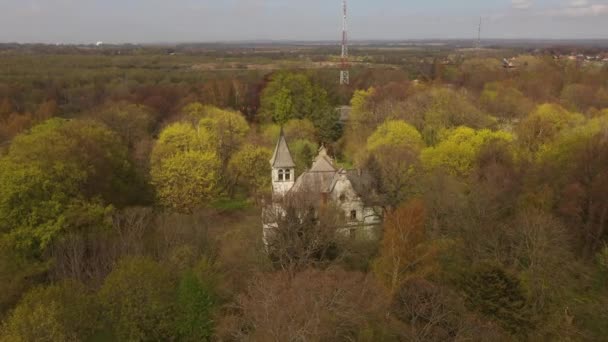 Oude Verlaten Villa Porro Kaliningrad Uitzicht Vanaf Drone — Stockvideo