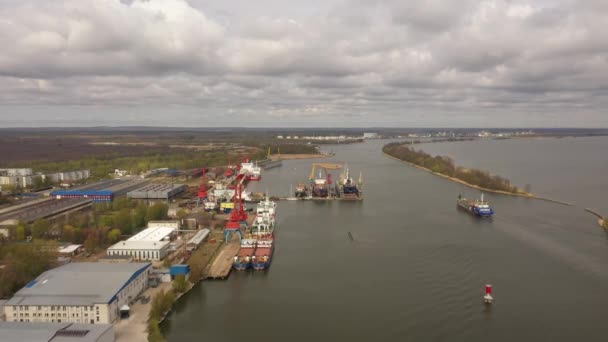 Vista Aérea Porto Cidade Svetliy Região Kaliningrado — Vídeo de Stock