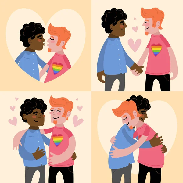 Гомосексуальна Романтична Пара Щаслива Гей Сімейка День Гордості — стоковий вектор