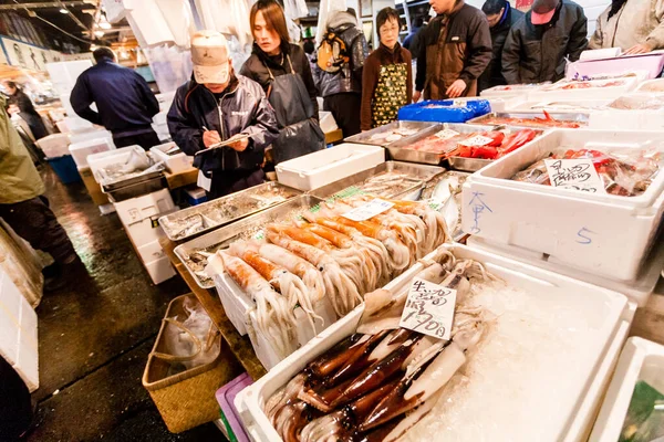 Tokyo Giappone Gennaio 2010 Mattina Presto Mercato Del Pesce Tsukiji — Foto Stock