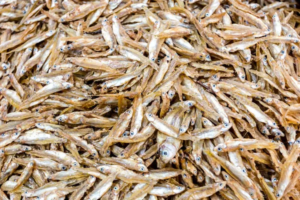 Textura Fundo Alimentar Stockfish Pequeno Peixe Seco Mercado Rua Kathmandu — Fotografia de Stock