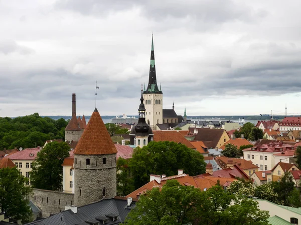 Вид Старого Города Таллинна Пасмурную Погоду Таллинн Эстония Европа — стоковое фото