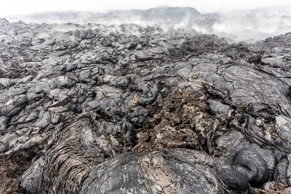 Erupção Vulcão Vista Perto Lava Solidificada Paisagem Vulcânica Península Kamchatka — Fotografia de Stock