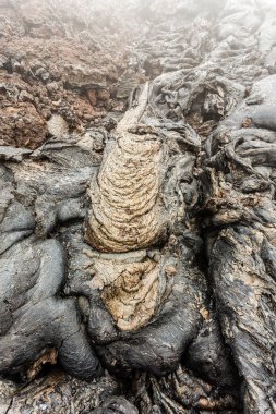 Aktif volkan Tolbachik yakınlarındaki katı lav akışı, Kamçatka Yarımadası, Rusya