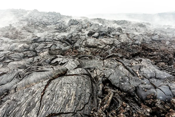 火山噴火後の固体溶岩 溶岩フィールドを閉じて 自然なテクスチャの背景 — ストック写真