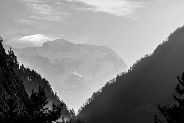 Dimmiga Berg Morgon Himalaya Nepal Annapurna Naturskyddsområde — Stockfoto