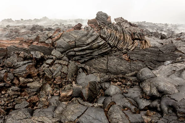 Vulkanisch Landschap Laag Lava Schiereiland Kamchatka Rusland Rechtenvrije Stockfoto's