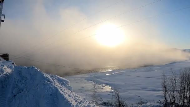 Kolyma Nehri 'ndeki Kolyma Köprüsü, Yakutia, Rusya — Stok video