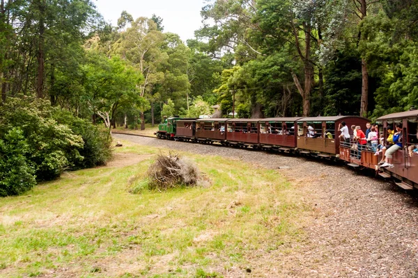 Melbourne Australia Enero 2009 Puffing Billy Steam Train Passengers Ferrocarril — Foto de Stock