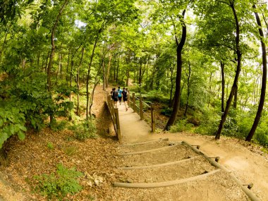 Seul, Güney Kore - 2 Haziran 2017: İnsanlar sabahın erken saatlerinde Seul Parkı 'na spor için giderler