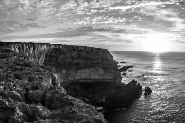 Vakker Kystlinje Ved Solnedgang Sør Australia Kenguruøya Svart Hvitt Bilde – stockfoto