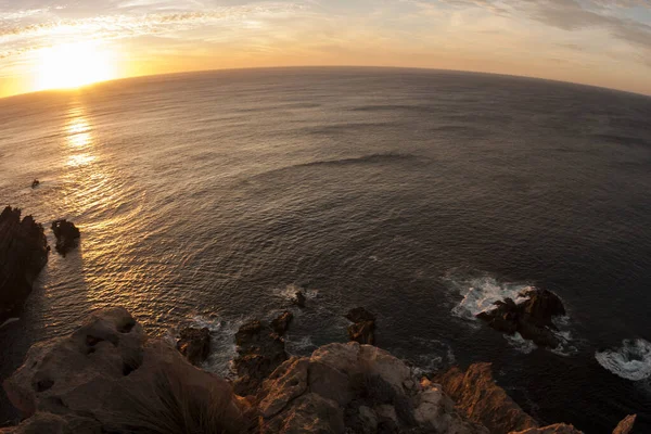 Lindo Litoral Pôr Sol Austrália Sul Ilha Canguru Imagem Fisheye — Fotografia de Stock