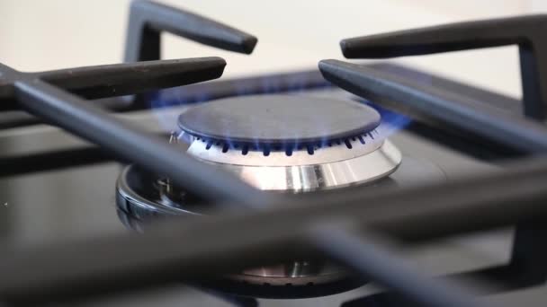 Quemadura de gas en el quemador de gas de la estufa — Vídeos de Stock