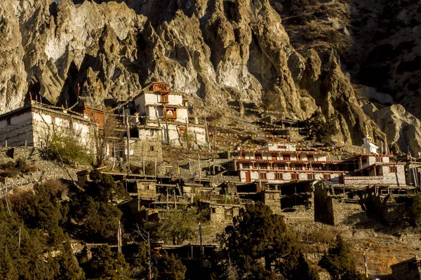 Monasterio Budista Pueblo Montaña Braga Braka Nepal Himalaya —  Fotos de Stock