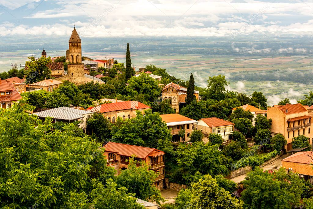 Beautiful view of small town Sighnaghi (Signagi) in Georgia
