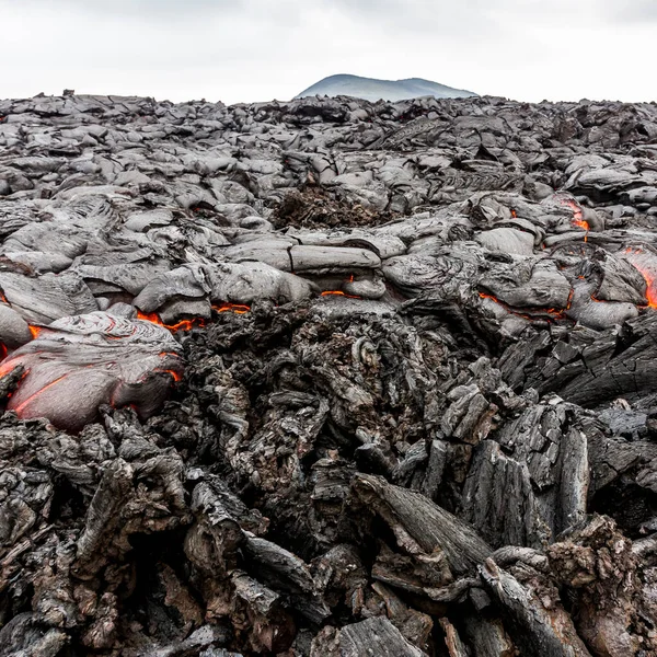 Campos Lava Vulcão Tolbachik Rússia Kamchatka Fim Erupção Vulcão Tolbachik — Fotografia de Stock