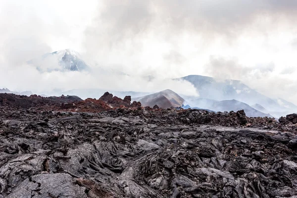 Szilárd Láva Síkság Aktív Vulkán Közelében Tolbachik Kamchatka Oroszország — Stock Fotó