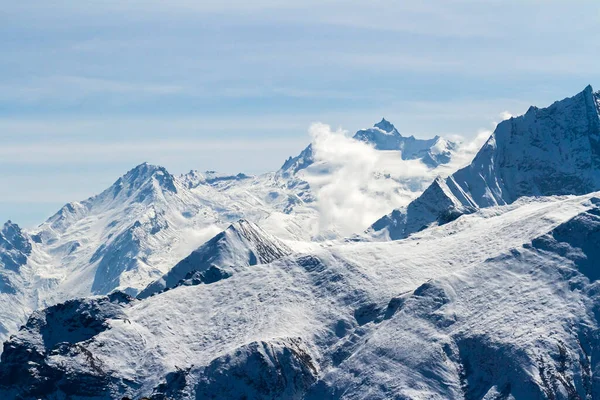 Görkemli Mavi Kar Kaplı Dağlar Himalayalar Sabah Nepal Annapurna Koruma — Stok fotoğraf