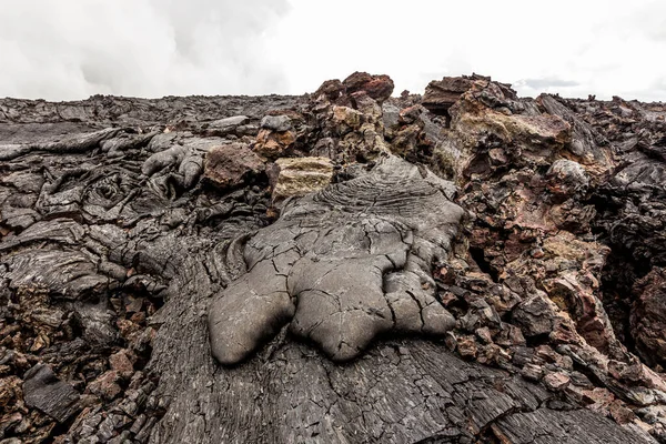 Caudal Lava Sólida Cerca Del Volcán Activo Tolbachik Kamchatka Rusia — Foto de Stock