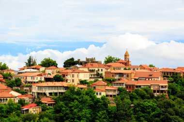 Gürcistan, Avrupa 'daki küçük antik Sighnaghi (Signagi) kasabasının manzarası