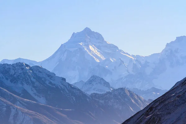 Hegy Annapurna Hegységben Nepálban Himalájában Kék Hegyvidéki Táj Stock Kép