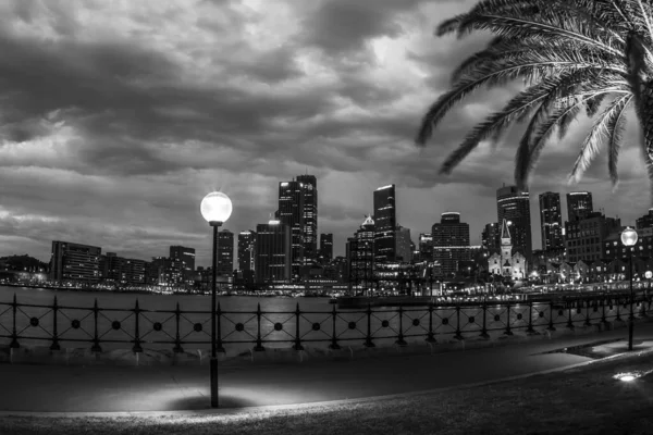 Sydney Harbour Promenade Nachts Sydney Australië Rechtenvrije Stockfoto's