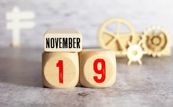 19 de noviembre texto, Calendario portátil natural. concepto de negocio — Foto de Stock