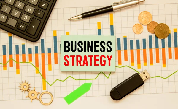 ビジネスカード上のテキストビジネス戦略 — ストック写真