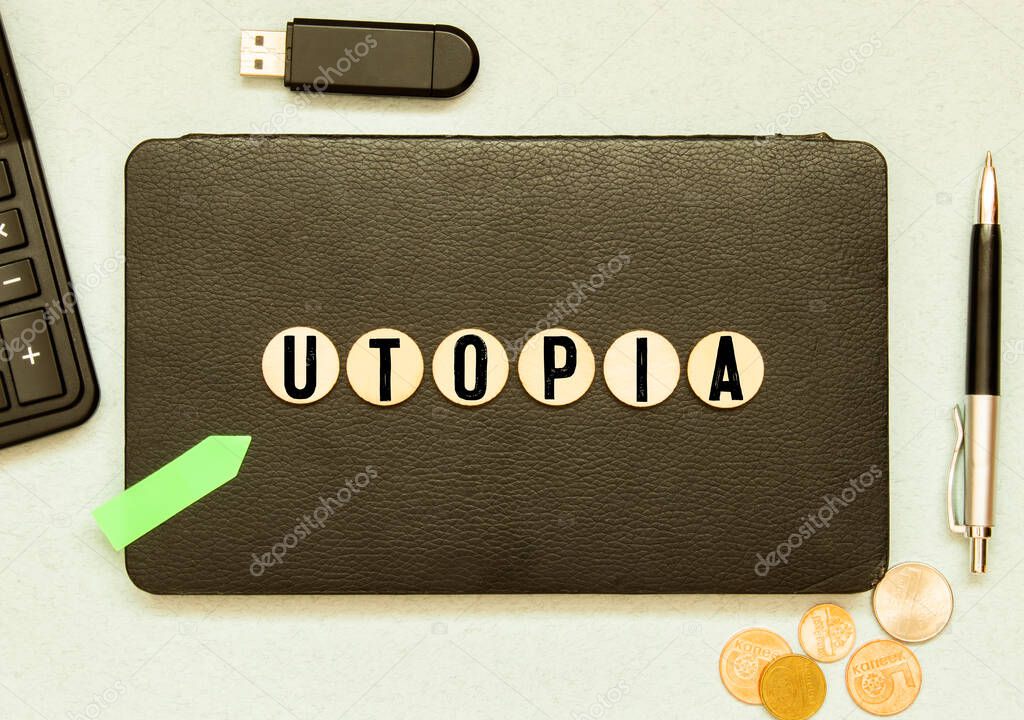 utopia word on wood blocks