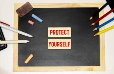 Tıbbi konsept, tahta bloklarda metin kendini sarı bir zeminde korur..