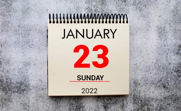 Icono página calendario día - 23 Enero. Fecha día semana Domingo, lunes, martes, miércoles, jueves, viernes, sábado. — Foto de Stock