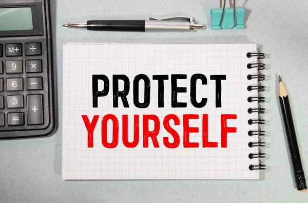 Текст Protect Yourself Стікері Фоні Діаграми — стокове фото