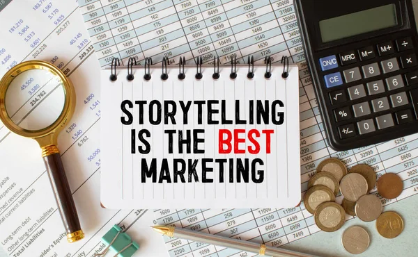 Storytelling is the best Marketing text written on a paper with pencils in office