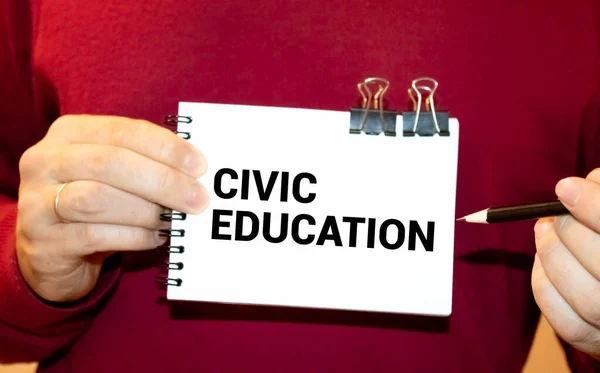 Civic Education Kelimesi Beyaz Bir Defterine Yazılır Hafif Bir Arka — Stok fotoğraf