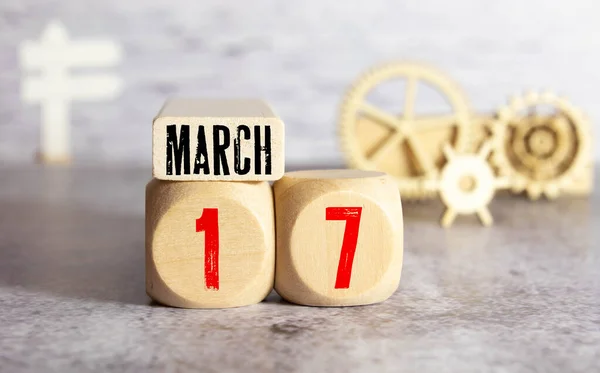 Calendario Del Marzo Cubos Con Número Nombre Del Mes Marzo — Foto de Stock