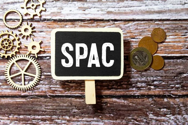 SPAC, σύμβολο εταιρείας απόκτησης ειδικού σκοπού. Λέξεις SPAC — Φωτογραφία Αρχείου