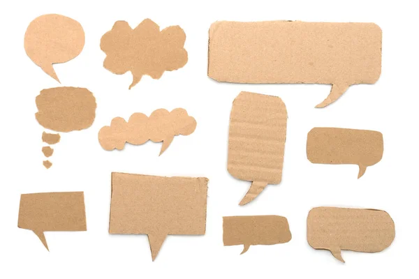 Beyaz arkaplanda izole edilmiş not defteri ya da konuşma baloncukları koleksiyonu