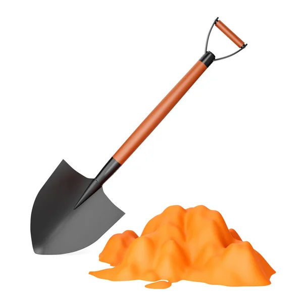 Illustration Metal Shovel Pile Soil White Background — Stock Photo, Image