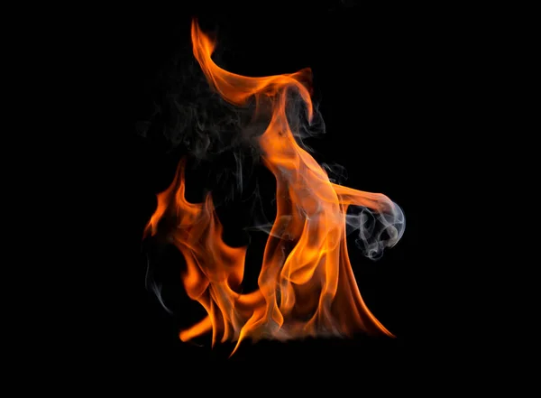 Flamme Brûlante Gazole Png Haute Chaleur Isolé Sur Fond Noir — Photo