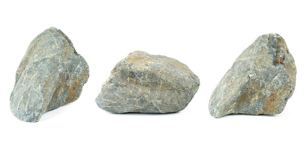 Various rocks isolated on white background
