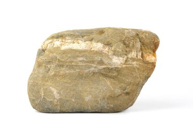 Nehir kayası ya da dağ kayası beyaz bir zeminde izole edilmiş.